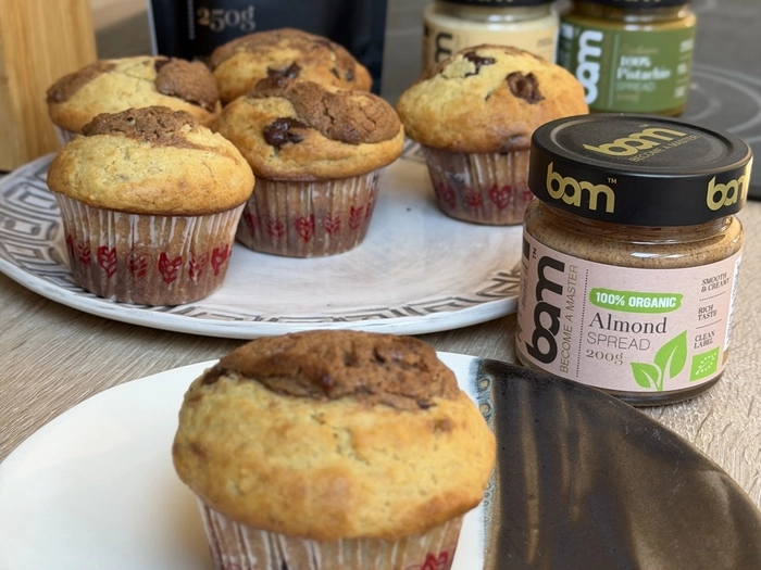 sťavnaté muffiny so 100 mandľovou nátierkou